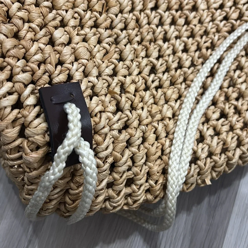 Backpack Beach Straw Woven Weekend Getaways Tan Bag - Picture 9 of 13